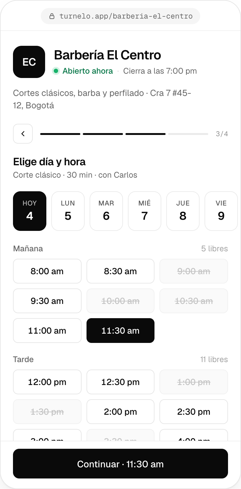 Elegir hora